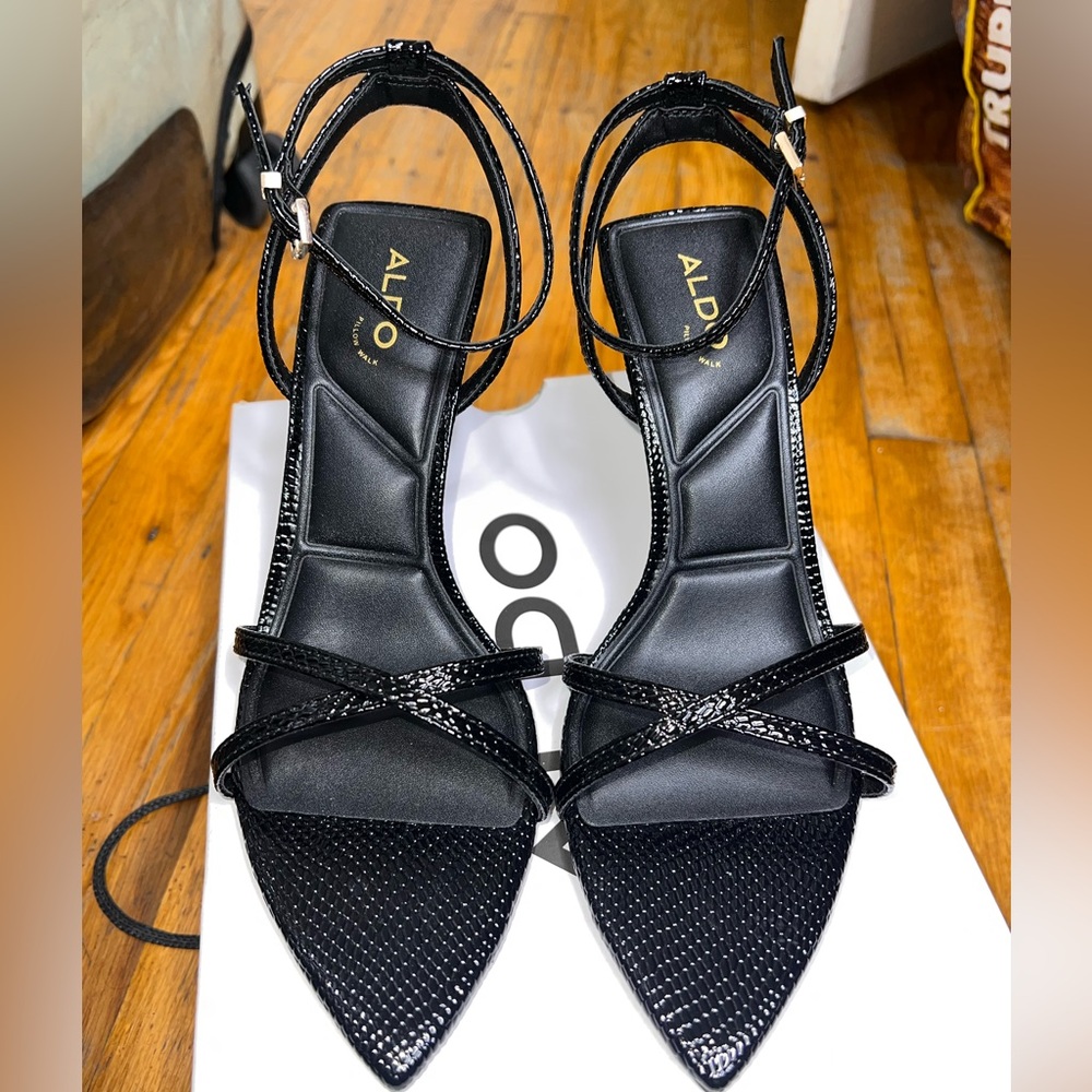 Aldo Elegant Adrina Black Strappy Sandals 7.5 - Picture 3 of 9